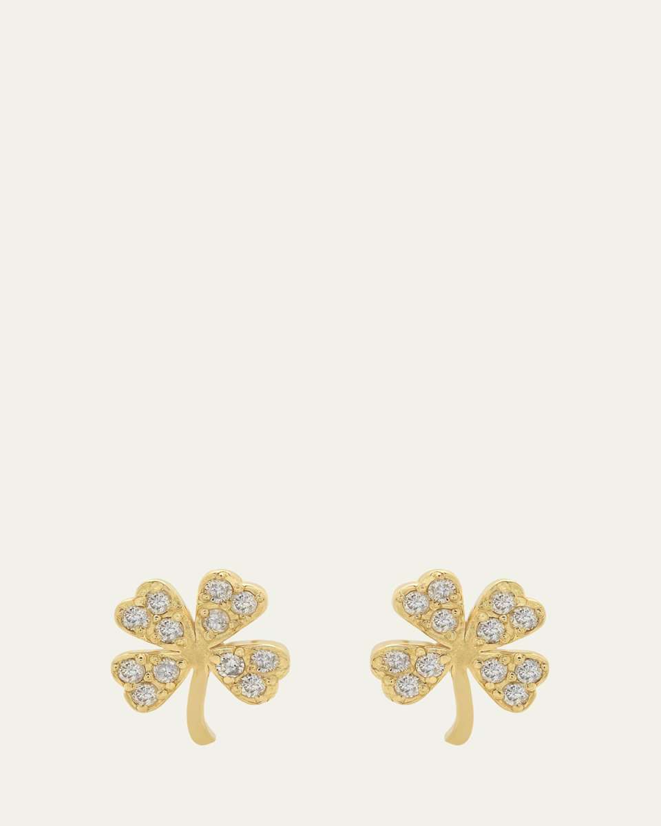 Mini Clover Stud Earrings with Diamonds
